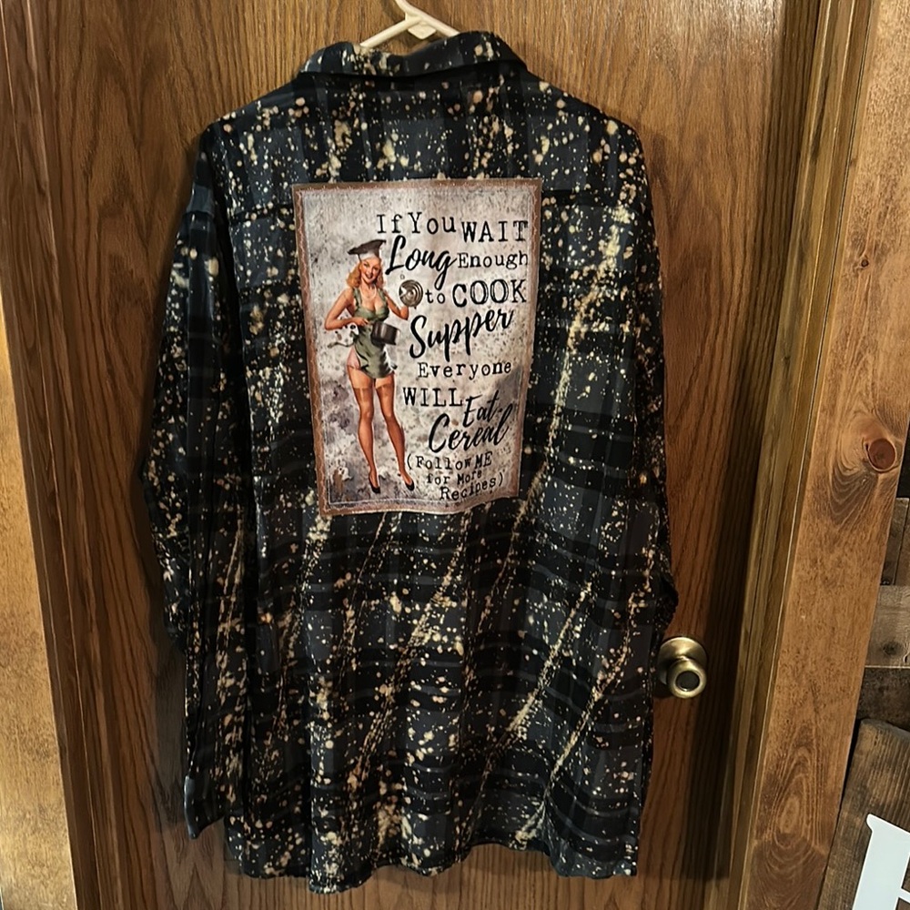 Angry Minnow Black and Tan Graphic Flannel Shirt new with tags xxxl